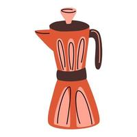 Geysir-Kaffeemaschine. Kaffeetasse. Küchenausstattung. Metallic-Kaffeemaschine im traditionellen italienischen Stil. trendige Vektorgrafik für Web- und Printdesign. vektor