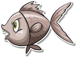 wütender Fisch Meer Tier Cartoon Aufkleber vektor
