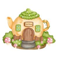 digitale Malerei Aquarell Gnome Haus, kleines Haus. Vektor-Illustration vektor
