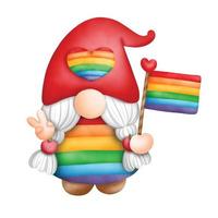 digitale Malerei Aquarell Stolz Monat Gnome, Grußkarte. LGBT-Gnom. vektor