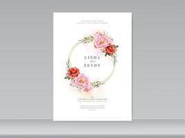 Hochzeitskarten Vorlage schönes Blumendesign vektor