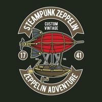 steampunk zeppelin badge design vektor