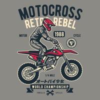 motocross retro rebell vintage badge design vektor