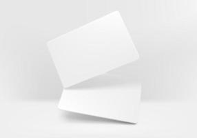 två vita tomma visitkort på ljus bakgrundsvektormodell vektor
