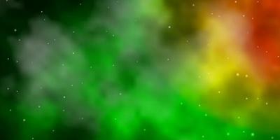 dunkelgrünes, rotes Vektorlayout mit hellen Sternen. vektor