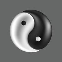 Realistisches Taijitu-Symbol Schwarz-Weiß-Yin-Yang. vektor