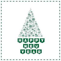 Neujahr. Vektor-Grußkarte. Baum des neuen Jahres. glückliches neues Jahr vektor