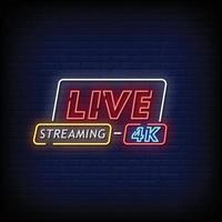 live streaming 4k neonskyltar stil text vektor