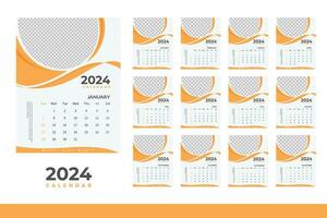 2024 kalender design mall, modern kalender design i företag stil vektor