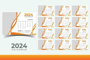 2024 Kalender Tabelle Design Vorlage, modern Neu Jahr Kalender Design im Geschäft Stil vektor