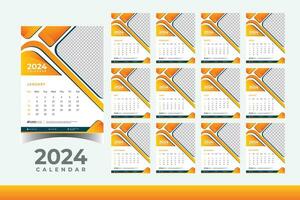 2024 Kalender Mauer Design Vorlage, modern und Geschäft Stil Neu Jahr 2024 Kalender Design vektor