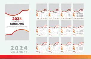 2024 kalender design mall, modern kalender design i företag stil vektor