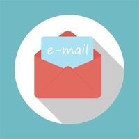 E-Mail-flaches Symbol mit langem Schatten, Vektorillustration vektor