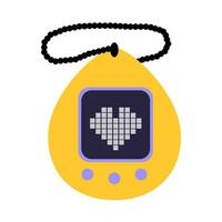 Tamagotchi eben Stil Vektor Illustration. Vektor Digital retro Tasche Haustier Spiel