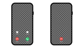 acceptera och nedgång telefon ringa upp. isolerat attrapp av smartphone aktiva ringa upp. konversation skärm mall. telefon ring upp mockup. vektor eps 10.