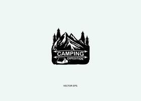 ein schwarz und Weiß Logo zum Camping Expedition vektor