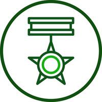 Medaille Symbol Linie gerundet Grün Farbe Militär- Symbol perfekt. vektor