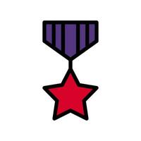 Medaille Symbol farbig Gliederung rot lila Farbe Militär- Symbol perfekt. vektor