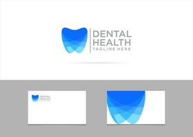 dental hälsa logotyp design med blå tand vektor