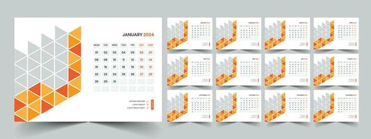 Kalender 2024 Planer korporativ Vorlage Design Satz. Woche beginnt auf Montag. Vorlage zum jährlich Kalender 2024 vektor