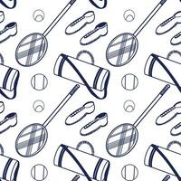 nahtlos Muster auf ein Weiß Hintergrund. Vektor Illustration. Sport Ausrüstung - - Tennis Schläger, Tasche, Bälle, Turnschuhe gezeichnet im Vektor auf ein Tablette im dunkel Blau. zum drucken, Design, Kreativität.