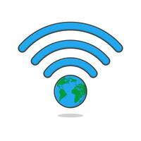 jord wiFi signal vektor ikon illustration. trådlös tillgång punkt till global nätverk begrepp platt ikon