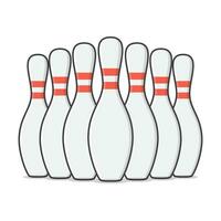 Gruppe von Bowling Stifte Vektor Symbol Illustration. Bowling Stifte Sport eben Symbol