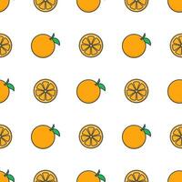 orange frukt sömlös mönster på en vit bakgrund. färsk orange vektor illustration