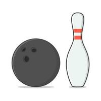 bowling boll och bowling stift vektor ikon illustration. bowling spel platt ikon