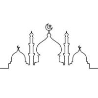 Moschee Linie Kunst Vektor minimalistisches Design. islamischer Ornamenthintergrund.
