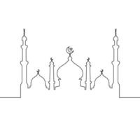 Moschee Linie Kunst Vektor minimalistisches Design. islamischer Ornamenthintergrund.