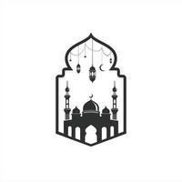 Moschee Grußkarte Rahmen Hintergrunddesign isoliert auf Moschee Tür Illustration. vektor