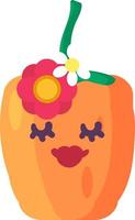 Pfeffer Mädchen Gemüse Emoji glücklicher Emotionsvektor vektor