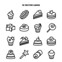Sammlung von Bäckerei- und Kuchensymbolen. Süßigkeiten, süßes Set vektor