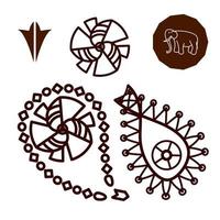 Henna-indische Tattoo-Doodle-Elemente vektor