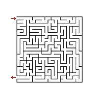 svart fyrkantig labyrint med ingång och utgång. ett spel för barn och vuxna. enkel platt vektorillustration isolerad på vit bakgrund. vektor