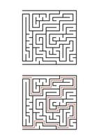 en fyrkantig labyrint för barn. enkel platt vektorillustration isolerad på vit bakgrund. med svaret. vektor