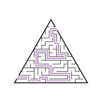 en triangulär labyrint, en pyramid med en svart streck. ett spel för barn. enkel platt vektorillustration isolerad på vit bakgrund. med svaret. vektor