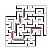 svart fyrkantig labyrint för barn. enkel platt vektorillustration isolerad på vit bakgrund. med svaret. med en plats för dina bilder. vektor