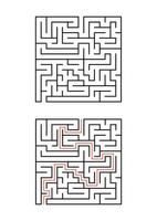 en fyrkantig labyrint för barn. enkel platt vektorillustration isolerad på vit bakgrund. med svaret. vektor
