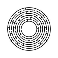 rundes Labyrinth. ein interessantes und nützliches Spiel für Kinder und Erwachsene. einfache flache Vektorillustration lokalisiert auf weißem Hintergrund. vektor