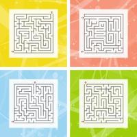 eine Reihe von quadratischen Labyrinthen. ein interessantes und nützliches Spiel für Kinder und Erwachsene. einfache flache Vektorillustration auf einem bunten abstrakten Hintergrund. vektor