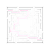 abstrakt komplex labyrint. svart stroke på en vit bakgrund. ett intressant pusselspel för barn. vektor illustration. på rätt sätt.