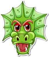 ansikte av grön drake seriefigur vektor