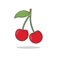 Kirsche Obst Vektor Symbol Illustration. Kirsche Beere mit Blätter eben Symbol. frisch Kirschen Obst