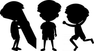 Zeichentrickfigur der Kinderschattenbild auf weißem Hintergrund vektor