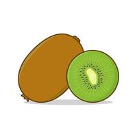 kiwi frukt och skivor av kiwi vektor ikon illustration. färsk kiwi platt ikon