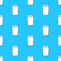 Milch Brille nahtlos Muster auf ein Blau Hintergrund. Milch Thema Vektor Illustration