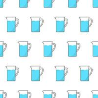 Glas Krug mit Wasser nahtlos Muster auf ein Weiß Hintergrund. Krug Thema Vektor Illustration