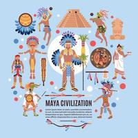 Maya-Zivilisation flache Hintergrundvektorillustration vector